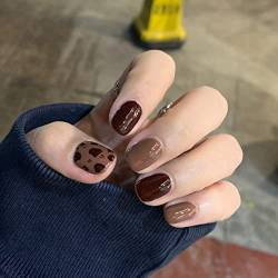 Kurze Pinke Quadratische Falsche Nägel Falsche Nägel mit Kleber Elegante Touch Nägel Nackte Quadratische Acryl Falsche Nägel Stick on Nägel für Frauen Nagelsalon (S_Coffee1) von AIZIYIN