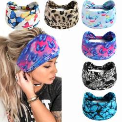 Mode-Stirnbänder für Frauen Haare Kopftücher Haarband Turban Blume Baumwolle Stirnbänder Breite Yoga Sport Stirnband Head Wrap (P6WButterLeo) von AIZIYIN