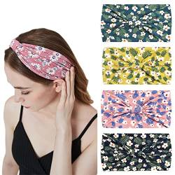 Stirnband Damen Breites Elastisches Boho Stirnband Leopardenprint Haarschmuck Yoga Sport Haarstirnband Mehrfarbig Stirnband Damen (P4Flower7) von AIZIYIN