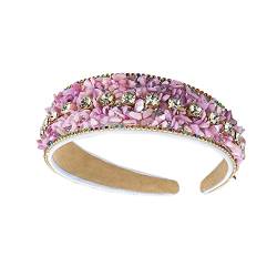 Strass Stirnband Breite gepolsterte Haarband Sparkle Silber Diamant Stirnband Kristallperle Verzierte Stirnbänder für Frauen Mädchen (CWIstonePink) von AIZIYIN