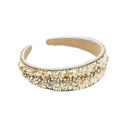 Strass Stirnband Breite gepolsterte Haarband Sparkle Silber Diamant Stirnband Kristallperle Verzierte Stirnbänder für Frauen Mädchen (CWIstoneWhite) von AIZIYIN