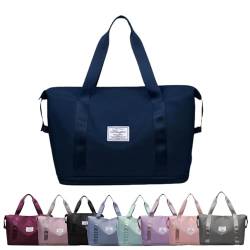 2024 Neue Reisetasche, faltbare Reisetasche, Handgepäcktasche, Sporttasche, Trocken- und Nass-Erweiterbare Handgepäcktasche, dunkelblau von AIZONGWL
