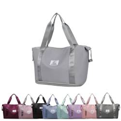 2024 Neue Reisetasche, faltbare Reisetasche, Handgepäcktasche, Sporttasche, Trocken- und Nass-Erweiterbare Handgepäcktasche, grau von AIZONGWL