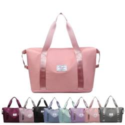 2024 Neue Reisetasche, faltbare Reisetasche, Handgepäcktasche, Sporttasche, Trocken- und Nass-Erweiterbare Handgepäcktasche, rose von AIZONGWL