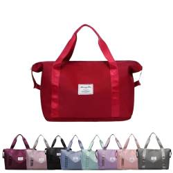 2024 Neue Reisetasche, faltbare Reisetasche, Handgepäcktasche, Sporttasche, Trocken- und Nass-Erweiterbare Handgepäcktasche, rot von AIZONGWL