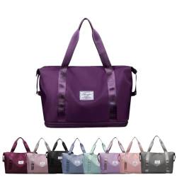 2024 Neue Reisetasche, faltbare Reisetasche, Handgepäcktasche, Sporttasche, Trocken- und Nass-Erweiterbare Handgepäcktasche, violett von AIZONGWL