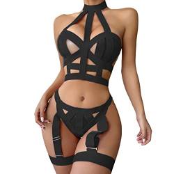 AIchenYW Damen Einteilige Sexy Dessous Bodysuit Sexy Dessous Spitze BH und Slip Strapsen Dessous Sexy Set Strapsen Dessous Sexy Set für Damen Lingerie mit Strapsen mit Beinbänder von AIchenYW