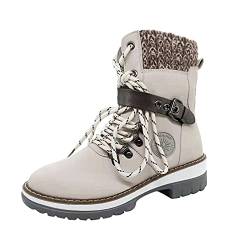 AIchenYW Damenstiefel Warm Langschaftstiefel rutschfeste Wanderschuhe wasserdichtem Winterschuhe Winterstiefel Outdoor Stiefel Warme Reitstiefel mit Absatz Langschaft Kniehohe Stiefel (White, 40) von AIchenYW