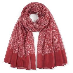 Damen Halstuch Herbst Schal Frauen Geschenkidee tuch Temperament Schals Mode scarf Print Scarf Tücher Seidenschal Basic Oversized Damen-schal warm halten Frauen Tücher (Red, One Size) von AIchenYW