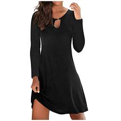 Damen Hohe Taille Netz Kleid Festliches Shortkleid Frauenkleider O-Ausschnitt SexyDating-Party Rock der mittleren Länge Frauen Elegant Spitzen Cocktailkleid Minikleid (Black, XL) von AIchenYW