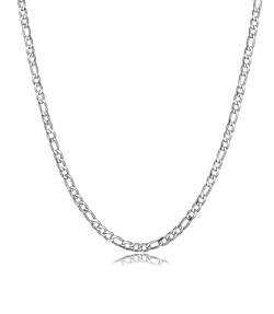 AJRUIER Herren Damen 5mm Figaro Gliederkette Halskette Kubanische Kette Herren Silber Panzerkette Halsketten Robust, 20 Zoll Edelstahlkette von AJRUIER