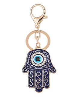 AJRUIER Women Men Hand Evil Eye Schlüsselanhänger Lucky Charm Amulet Hamsa Hand Keychain Bag Pendant Keyring Double Sided Evil Eye Keychain for Women Girls von AJRUIER