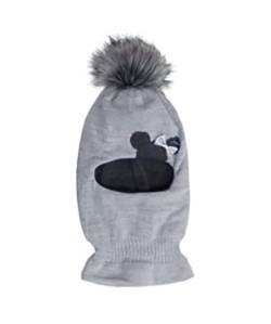 AJS Mädchen Schlupfmütze Wintermütze Ballonmütze Beanie für Mädchen 3-6 Jahre alt, 50-54 cm Kopfumfang, sehr dehnbar in 9 Farben (Hell - grau/Dunkel-grau ... H) von AJS