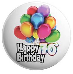 Ballon-Anstecker zum 70. Geburtstag, große Anstecknadel, 75 mm, Metall von AK Giftshop