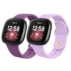 AK 2 Stück Kompatibel mit Fitbit Versa 3/Fitbit Versa 4/Fitbit Sense/Fitbit Sense 2 Ersatzarmband, Weiches Silikon Sport Ersatz Armbänder für Damen und Herren von AK