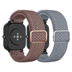 AK 2 Stück für Amazfit BIP 3 Armband/BIP 3 PRO Armband/BIP U PRO Armband Damen Herren, 20mm Weiches Geflochtenes Nylon Armbänder Kompatibel mit Amazfit GTS 4 Mini/GTS 2 Mini/GTR 42mm/GTS 4/3/2 von AK