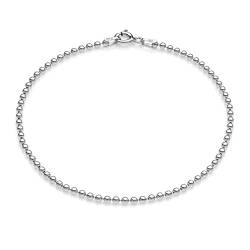 AKA Gioielli® - 925 Sterling Silber Rhodiniert Armkette Damen - 2mm Kugelkette Armbänder - Länge: 20 cm von AKA Gioielli