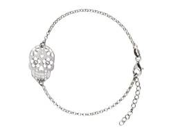 AKA Gioielli® - Damen Armband Totenkopf 925 Sterling Silber mit Silber Skull Anhänger und Swarovski Kristalle von AKA Gioielli