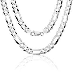 AKA Gioielli® - Figarokette 9mm 925 Silberkette - Herren Damen Halskette - Länge 50 cm von AKA Gioielli