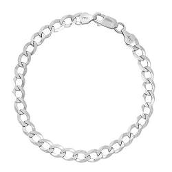 AKA Gioielli® - Herren Damen Armband 925 Sterling Silber Rhodiniert - Flache Panzerkette 6.3 mm - Länge: 20 cm von AKA Gioielli