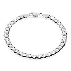 AKA Gioielli® - Panzerkette Cuban Link Chain 7mm 925 Sterling Silber Armband Herren Damen - Länge 23 cm von AKA Gioielli