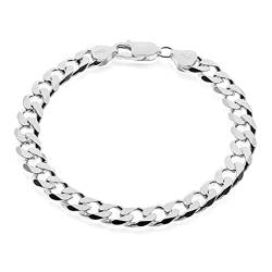 AKA Gioielli® - Panzerkette Cuban Link Chain 8mm 925 Sterling Silber Armband Herren Damen - Länge 23 cm von AKA Gioielli