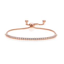 AKA Gioielli® - Tennis Armband Damen 925 Silber Rosegold mit Cubic Zirkonia im Diamantschliff, verstellbare Länge von AKA Gioielli