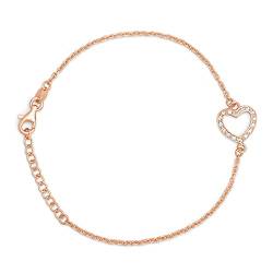 Aka Gioielli® - Damen Armband mit Herz und Zirkonia 925 Sterling Silber Roségold von AKA Gioielli