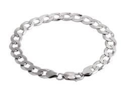 Aka Gioielli® - Herren Armband 925 Sterling Silber Rhodiniert Flache Panzerkette 9.1 mm - Länge: 22 cm von AKA Gioielli