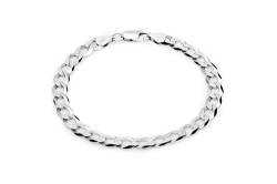 Aka Gioielli® - Herren Damen Armband 925 Sterling Silber Rhodiniert - Flache Panzerkette 7.4 mm - Länge: 22 cm von AKA Gioielli