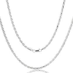 Aka Gioielli® - Herren Damen Halskette 925 Sterling Silber - Kordelkette 3.8 mm - Längen: 50 cm von AKA Gioielli