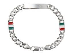 Aka Gioielli® - ID Armband Herren 925 Sterling Silber Rhodiniert mit Italienische Flagge Tag von AKA Gioielli