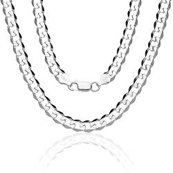 Aka Gioielli® - Panzerkette Cuban Link Chain 6.6mm 925 Silberkette - Herren Damen Halskette - Länge 70 cm von AKA Gioielli