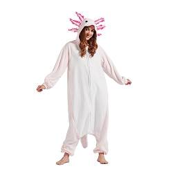 AKAAYUKO Damen Karneval Kostüm Pyjama Herren Weihnachten Halloween Jumpsuit Schlafanzug Tiere Onesie Overall Nachtwäsche Faschingskostüme Molch von AKAAYUKO