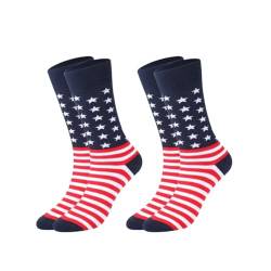 AKAMAS 2 Paar Amerikanische Usa Flagge Socken,Herren Damen Freiheitssocken Strümpfe,Lustige Sterne Streifen Muster Socken,Unabhängigkeitstag Kostüm,Trauzeugen Bräutigam Baumwollsocken 37-44 von AKAMAS