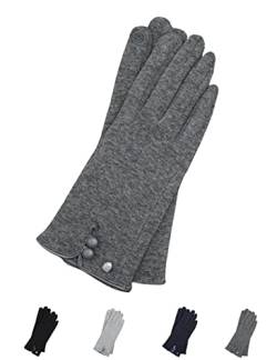 AKAROA ESTD 2019 Damen Handschuhe KEA, Touchscreen Handschuhe, extra weiches Teddyfutter, elastisches Jerseymaterial, 100% vegan, anthrazit S-M von AKAROA ESTD 2019