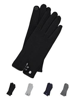 AKAROA ESTD 2019 Damen Handschuhe KEA, Touchscreen Handschuhe, extra weiches Teddyfutter, elastisches Jerseymaterial, 100% vegan, schwarz XL von AKAROA ESTD 2019