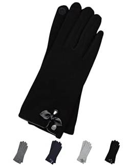 AKAROA ESTD 2019 Damen Handschuhe Liz, Touchscreen Handschuhe, extra weiches Teddyfutter, elastisches Jerseymaterial, 100% vegan, schwarz M/L von AKAROA ESTD 2019