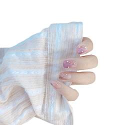 Nagelsticker 3 Sätze Helllila Kunstnägel mit dekorativen Diamanten Kunstnägel Wiederverwendbare Nägel zum Aufdrücken Nagelabziehbilder für Frauen Mädchen DIY Craft Art (Color : A) (A) von AKAZI