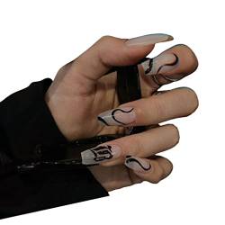 Nagelsticker 3 Sätze Persönlichkeit Graffiti Aufdrücknägel Einfaches Entfernen Gefälschte Nägel Aufdrücknägel Nagelabziehbilder für Frauen Mädchen DIY Handwerk Kunst (Farbe : Schwarz) (Schwarz) von AKAZI