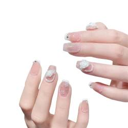 Press On Nails, 10 Stück tragbares Maniküre-Stück, handgefertigte Kunstnägel, wiederverwendbares künstliches Kunstnägel-Set für Frauen und Mädchen (XL) (M) von AKAZI