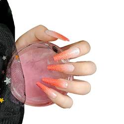 Press on Nails 3 Sets Orange Farbverlauf Nägel Artificail Nails Ballerina Extra Lange Gefälschte Nägel Fertige Nagelstücke für Frauen Mädchen (Color : Orange Gradient) (Color : Orange Gradient) (Or von AKAZI