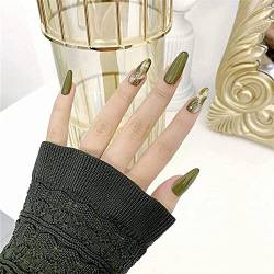 Press on Nails Falsche Nägel Fingernagel grün blühender langer Typ 24-teiliges künstliches Finger-Acrylnagel-Set Maniküre-Set für Frauen künstliche Nägel kurz von AKAZI