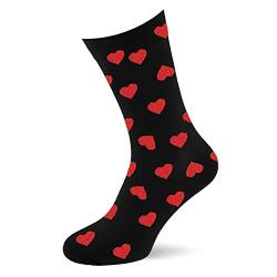 AKH® Valentinstag Herren Socken | UK Einheitsgröße (6-10) | Erwachsene Herren Socken | Herz-Design hält die Füße bequem warm und kuschelig, rot / schwarz, Einheitsgröße von AKH