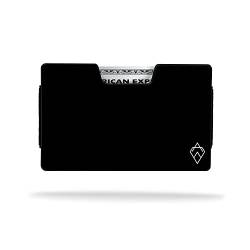 AKIELO Geldbörse mit RFID Schutz, Geldklammer und Geschenkbox – Erweiterbar Kartenetui und Minimalistisch Wallet (Atom - Matte Schwarze Ausgabe) von AKIELO