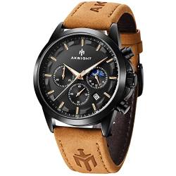 AKNIGHT Herrenuhr Chronograph Uhren für Herren analog, Quarz klassisch formelle Herren-Armbanduhr 30 m wasserdicht Sport-Business-Armbanduhr Elegantes Geschenk für Männer von AKNIGHT