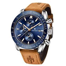 AKNIGHT Herrenuhr Chronograph Uhren für Herren analog, Quarz klassisch formelle Herren-Armbanduhr 30 m wasserdicht Sport-Business-Armbanduhr Elegantes Geschenk für Männer von AKNIGHT