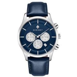 AKNIGHT Herrenuhr Edelstahl Wasserdicht Leuchtend Chronograph Armbanduhr Klassische Lederband Geschäftliche Analog Quarz Herren Uhren Kalender von AKNIGHT