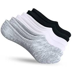 AKOENY No Show Socken für Damen, rutschfest, niedrig geschnitten, knöchelhoch, für flache Schuhe, Sneaker, Slipper, 6–9 Paar, Multipack (Schwarz/Weiß/Grau), 6 Paar, 42-44.5 EU von AKOENY