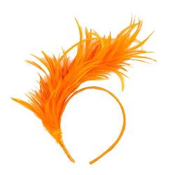 Fancy Strauß Burlesque Stirnband Flapper Vintage Feder Bunte Kopfbedeckung Stirnband (Orange, Einheitsgröße) von AKOMOWO